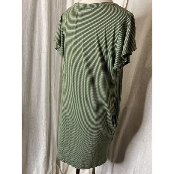 Terra & Sky Women's Striped Green OX (14W) T-Shirt Dress Mini Boho - Picture 3 of 10